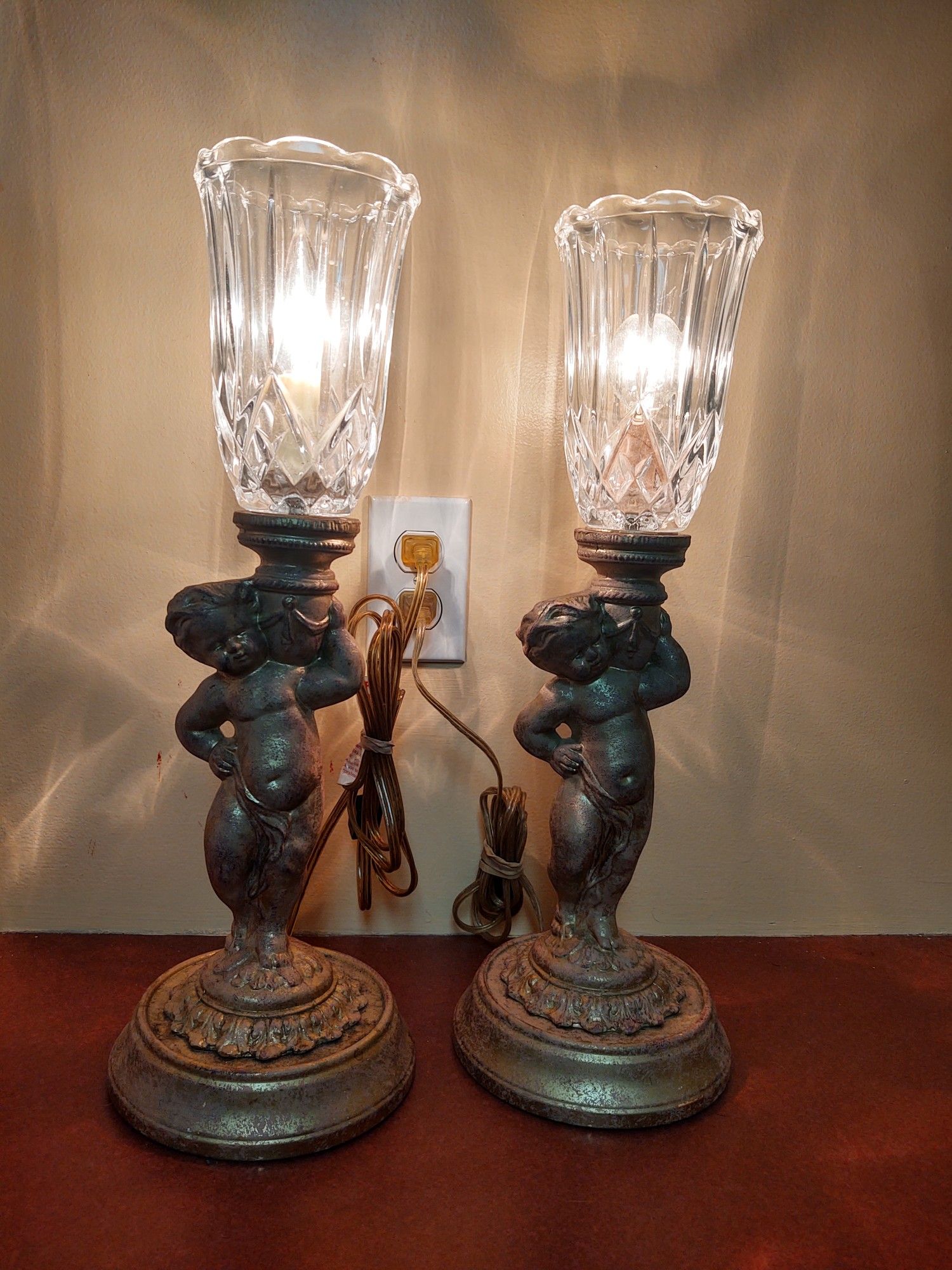 Vintage Standing Cherub Lamps