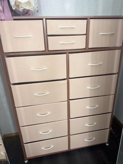 Pink Fabric Drawer Storage Dresser