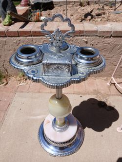 Vtg. Art Deco Chrome Smoking stand