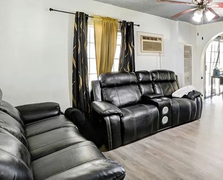 Black Leather Sectional & Loveseat