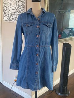 Frye Denim Button-Down Long Sleeve Mini Dress