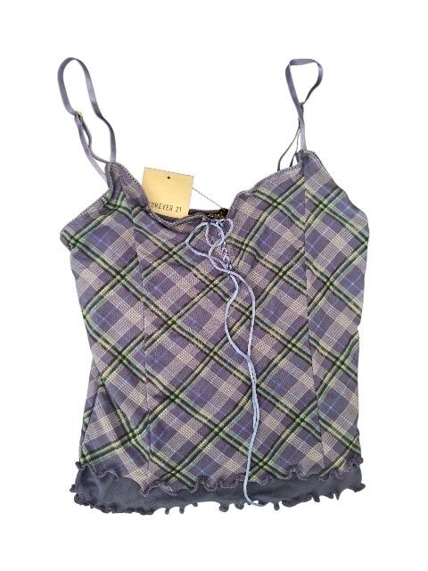 Ruffled, Plaid Tank Top