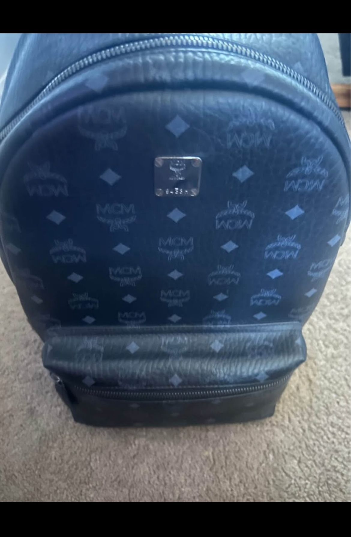 Black On Black Mcm Rhinestone Backpack