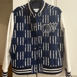 OFF-WHITE Shibori Jacquard Bomber Jacket Cobalt Blue