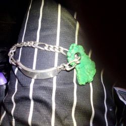 Sterling Silver Bracelet With Green Turquoise Stone