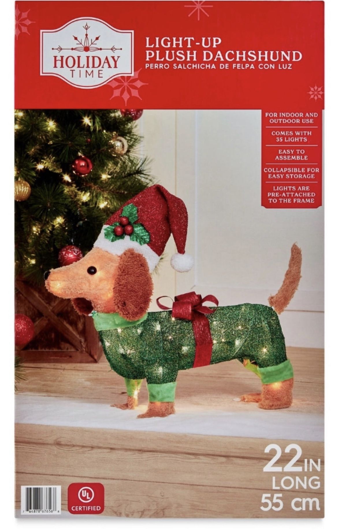 22" Dachshund Light-Up Plush Christmas Decoration Garden Yard Xmas Holiday Time