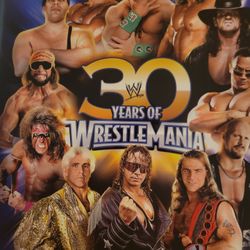 30 Years Of WrestleMania Hardcover with The Undertaker/Brock Lesnar Bookmark And Trading Card