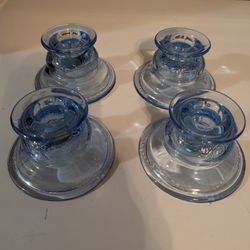 Indiana Glass Recollection blue glass candle holder Set Of 4