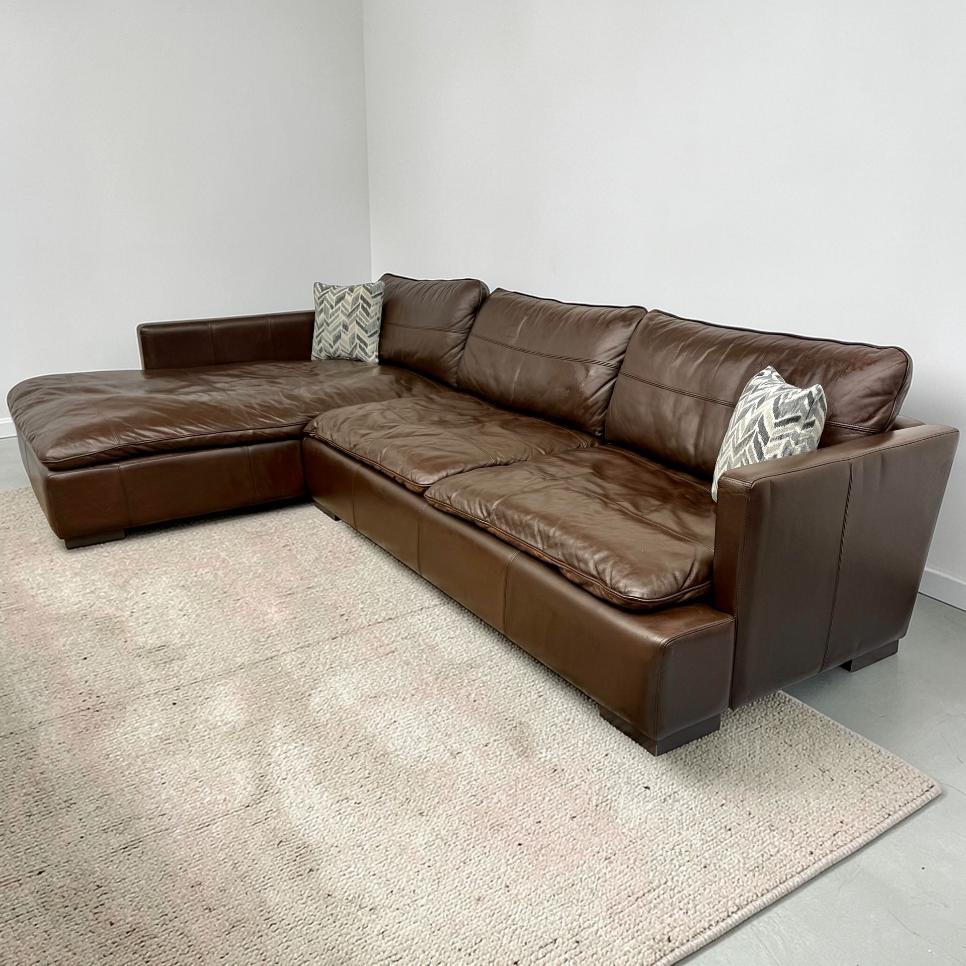 Full-Grain Cocoa Leather Sectional (Reno Collection) — Originally $9000