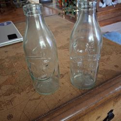 Vintage Absolute Pure Milk Clear Glass Bottles 