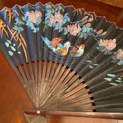 Large Hand-Painted Decorative Fan