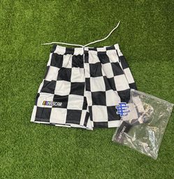 EE NASCAR black & white checkered shorts