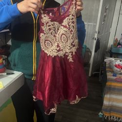 Burgundy Size 6 Girl Dress