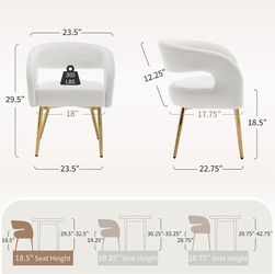 New - Set of 4 Cream Velvet Dining Chairs with Gold Legs