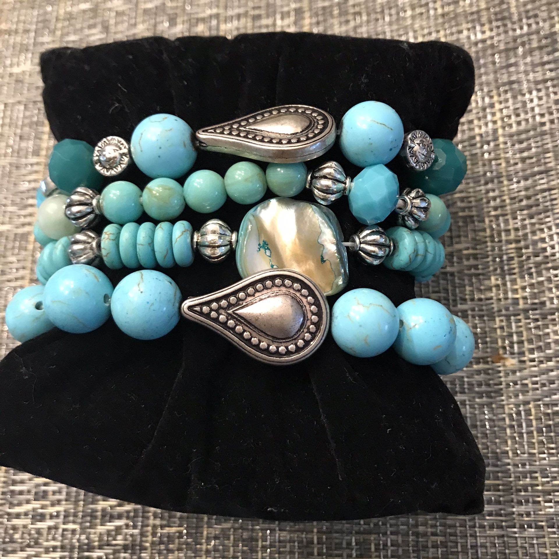 Set of 4 beaded bohemian style bracelets