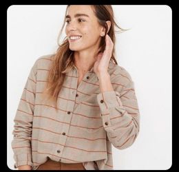 Madewell Plaid Flannel weekend shirt top t tee Button Down Long Sleeve women's size M medium