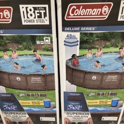 Coleman Metal Frame 18ftx48in Pool 🏊‍♀️ with pump and filter,cover 