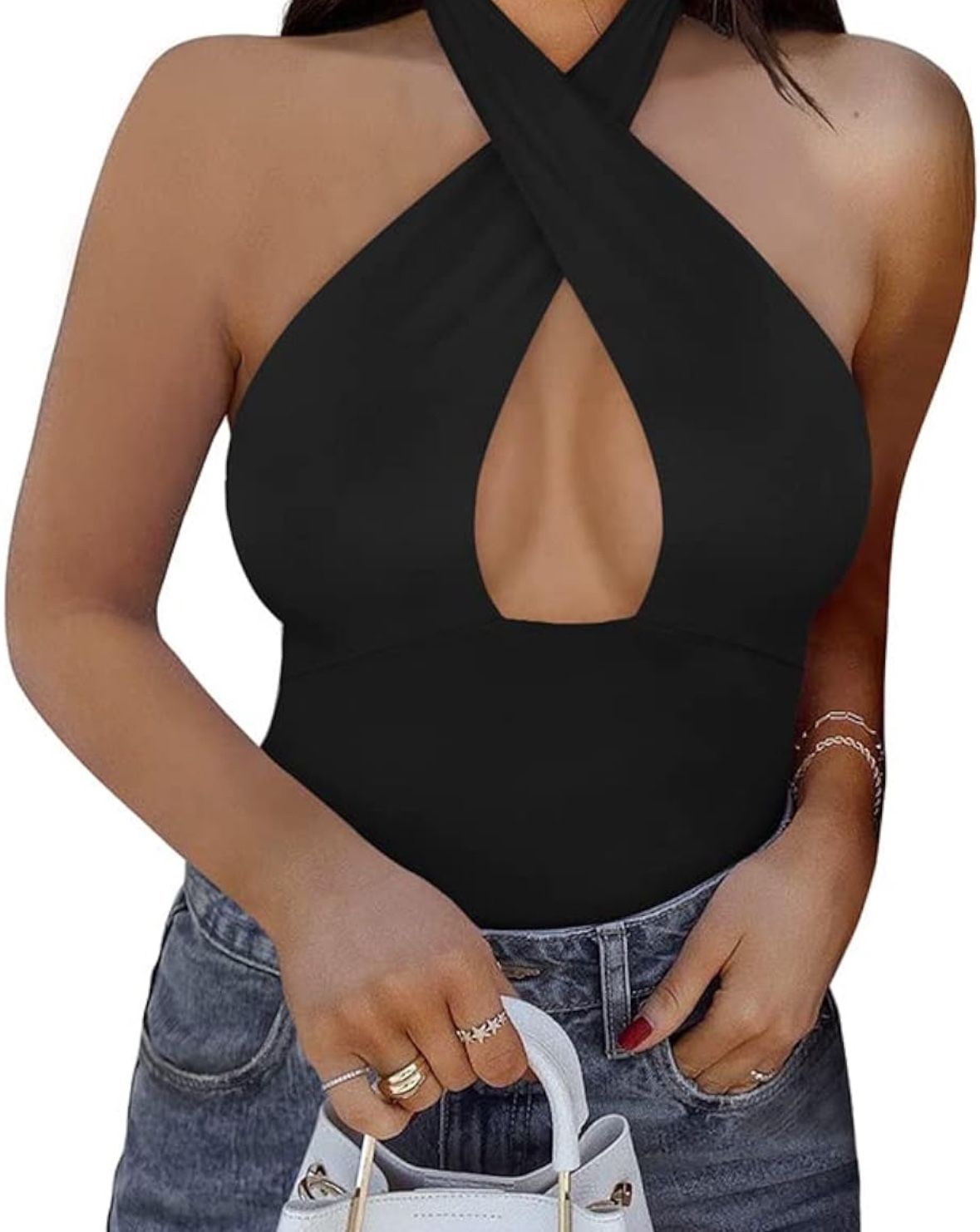 Size Small Black Bodysuit Never Worn -Halter