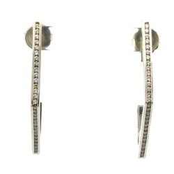 Woman’s Ladies 14k White Gold Diamond Geometric Hoop Earrings 1.75” Inch GP3129192