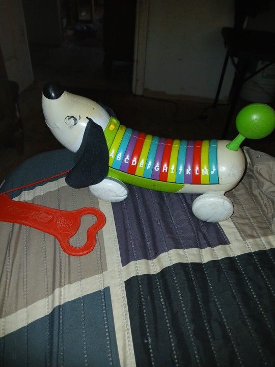 Abc Pull Behind Dog,truck With Shapes And Dinosaur With Accessories