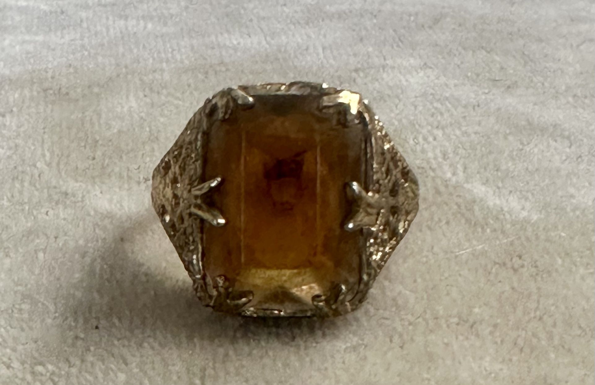 Vintage 14k GE Gold Plated, Topaz Cocktail Ring, Size 6.5, 3.6 grams Total Weight