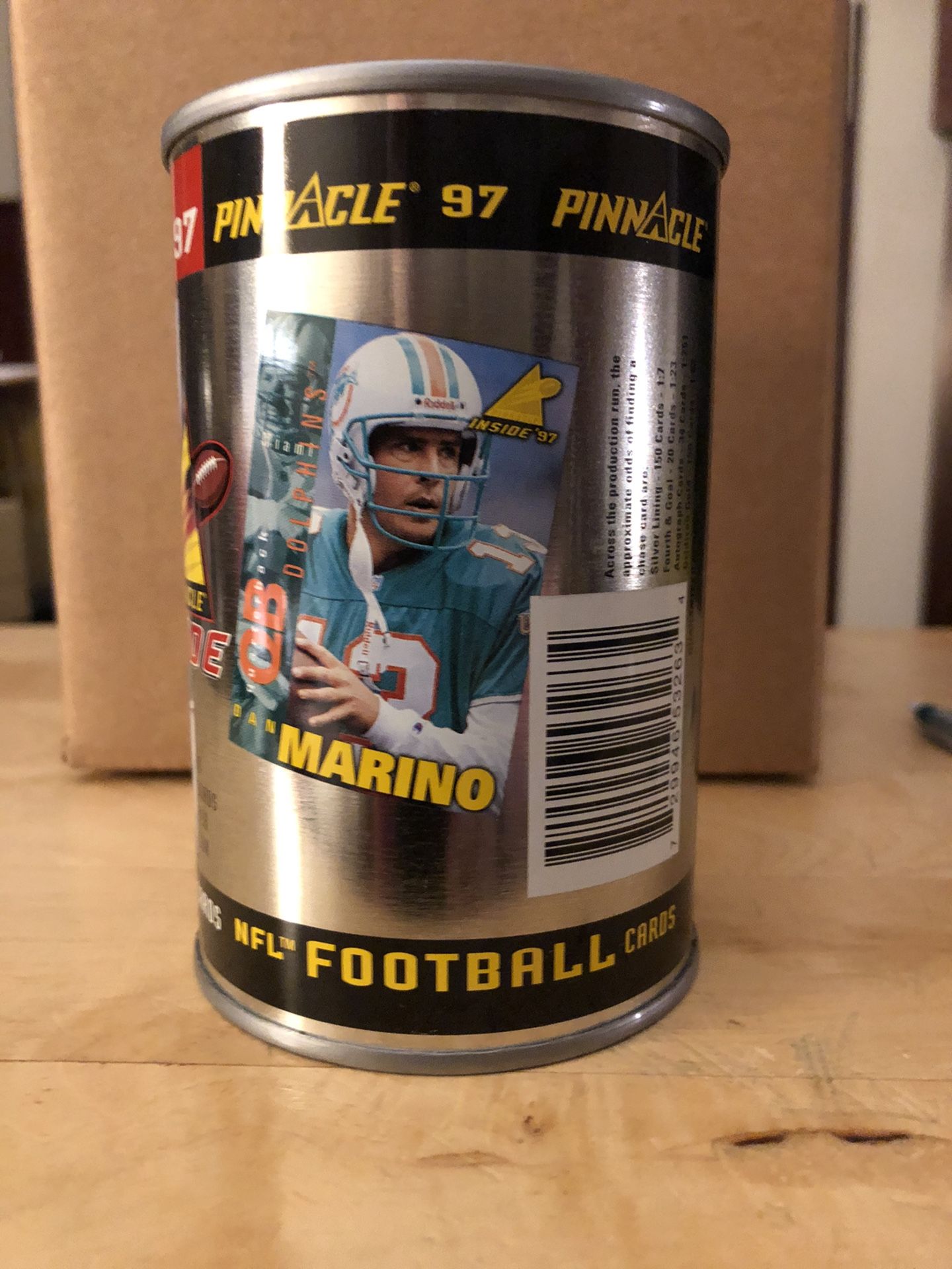 Pinnacle 1997 Dan Marino cards in a can