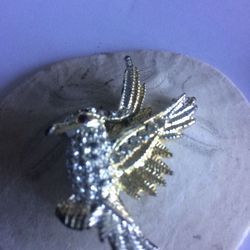 Vintage Rhinestone Brooch Patriotic Eagle pin gift for her.