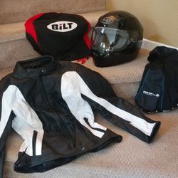 Motorcycle Helmet, Pants, Jacket, Gloves