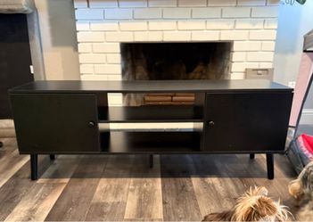 Black Mid-Century Modern TV Stand. Clovis. Ashlan & Fowler. FCFS.
