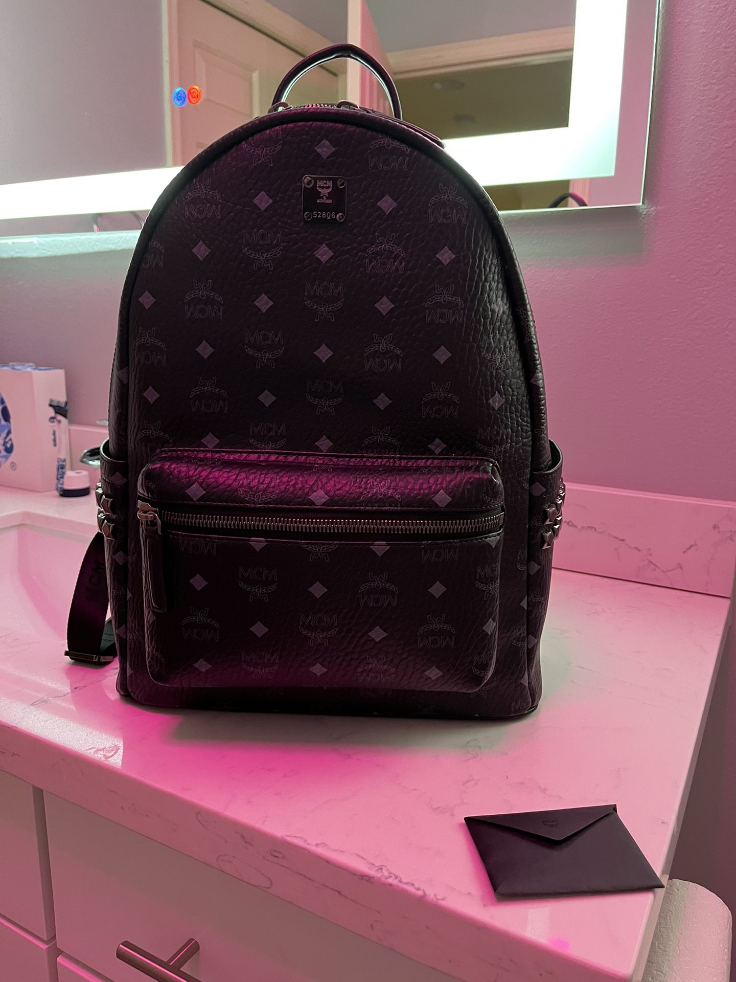 MCM Black Studded Stark Backpack 