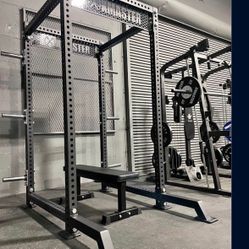 Half Rack PACKAGE - Rack + Flat Bench + Weight Plate Holder Pairs x3