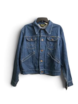 Vintage Wrangler No Gault Mens(?) Size 44 Blue Denim Button-Down Jacket