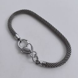 Charm Bracelet /Heart Lobster Clasp /Mesh Bracelet /Size 8 Inches