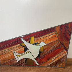 Stained Glass Art A Dove And The Cross 