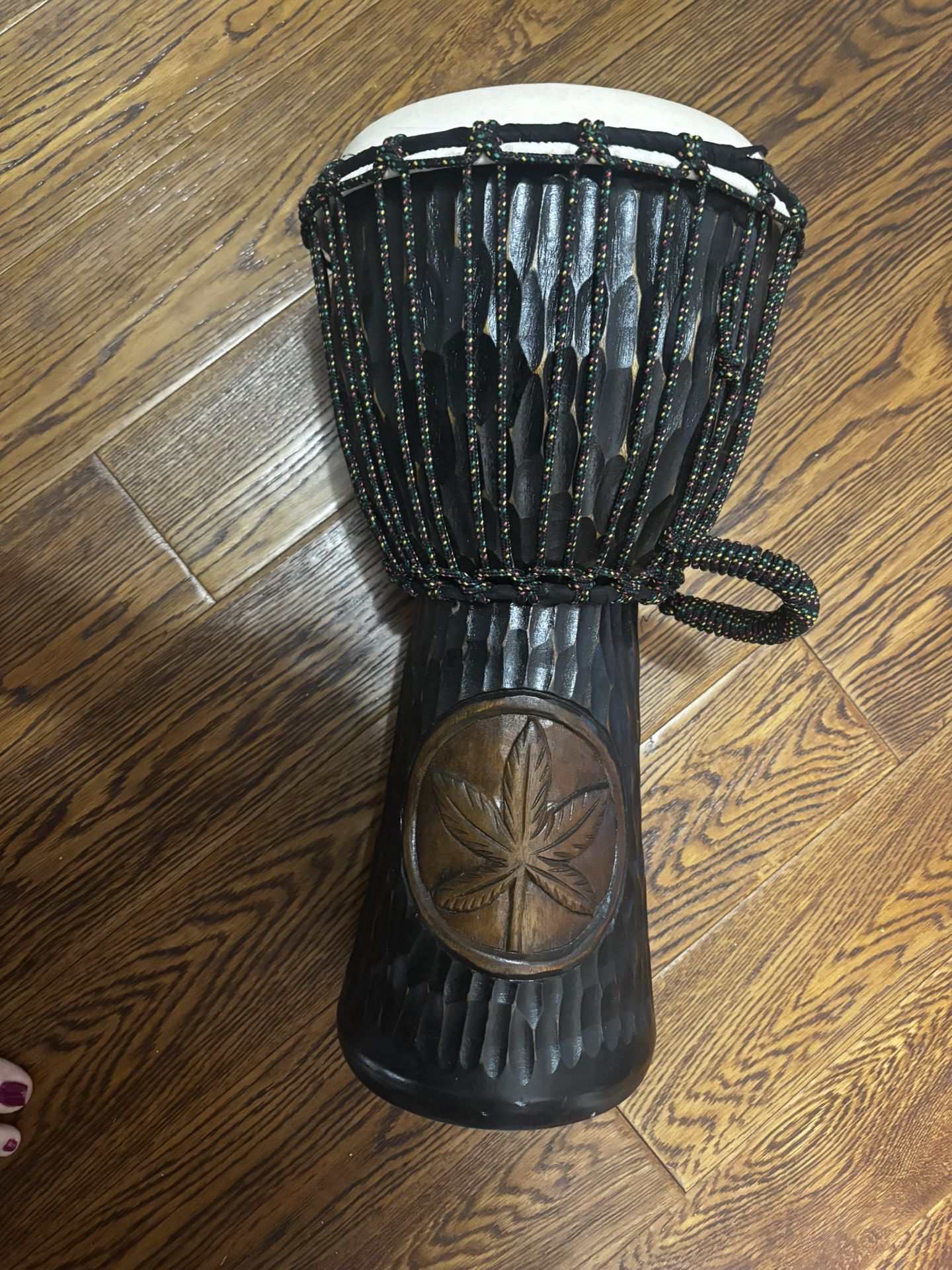 Bongo Drum Tall African With Weed Sign On Both Sides
