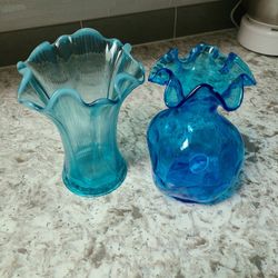 Antique Blue Glass Vases
