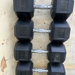 New pair of 55lb and 60lb rubber dumbbells. New in box 📦 $230 