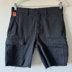 Empyre, Mens Black Cut Off Hem Cargo Skate Shorts, Size 28