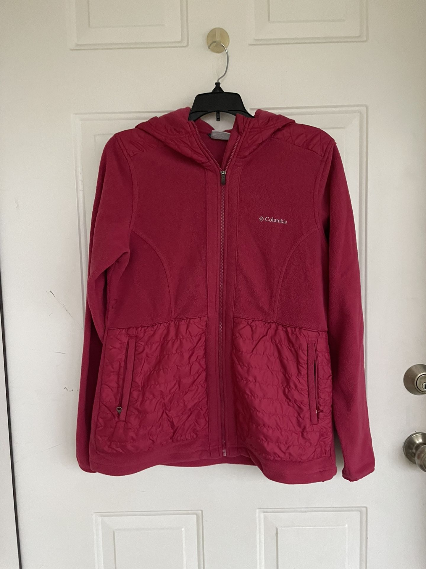 COLUMBIA Raspberry Fleece Hoodie Jacket Zip Up Hooded Lightweight Jacket size M