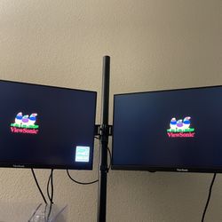 Two 1080p 24in Computer Monitors With VESA Dual Mount 