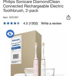 Philips Sonicare DiamondClean Connected Rechargeable Electric Toothbrush, 2-pack