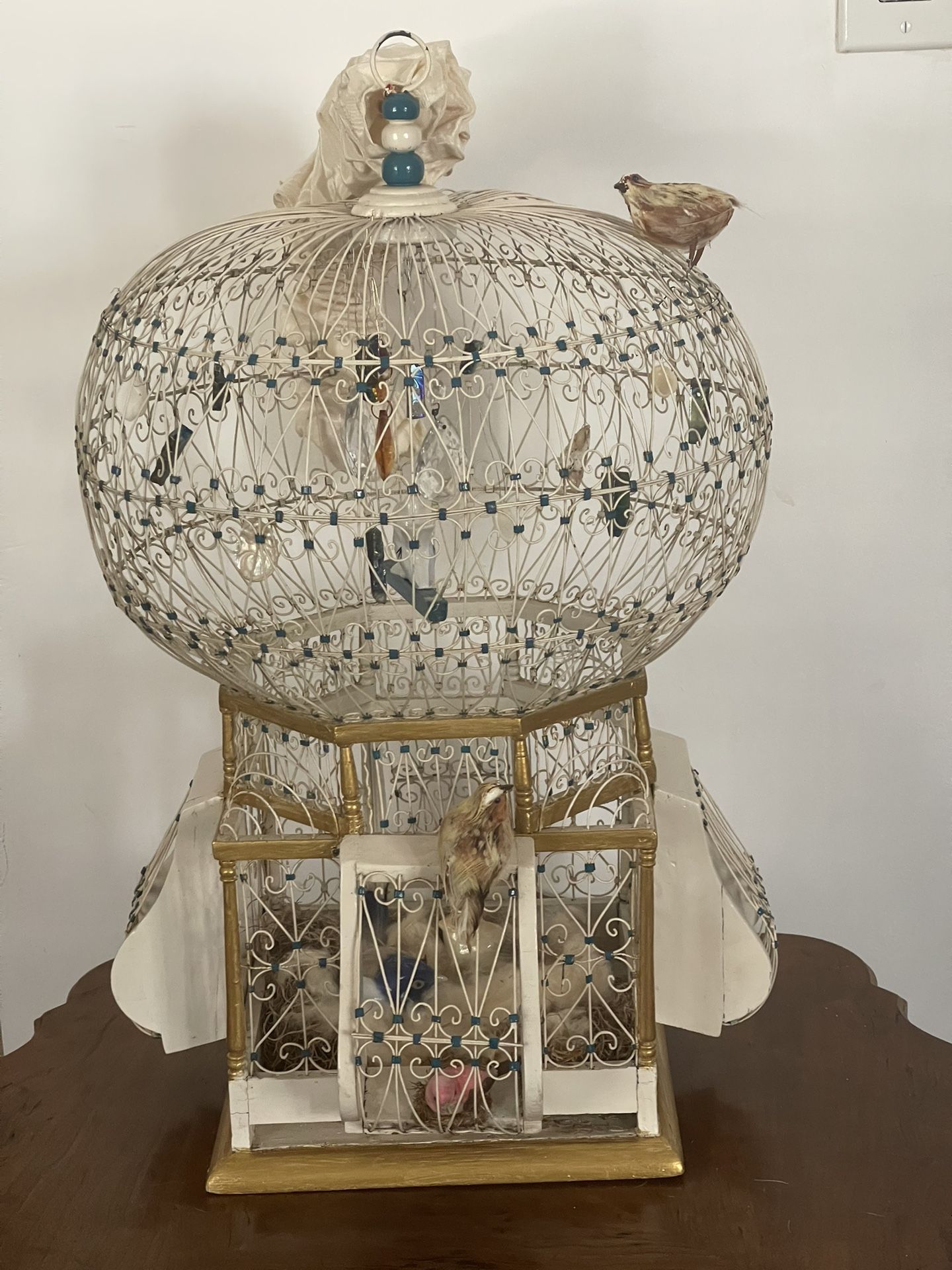 Antique Wire Bird Cage With Dome