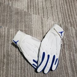 Size XXL Nike Jordan White/ Gray/ Royal Blue PE D-Tack 7.0 Team Gloves NWT. 