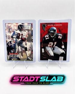 DEION SANDERS 2 CARD LOT | PRIME TIME • FALCONS • CLEAN GRADE CANDIDATES