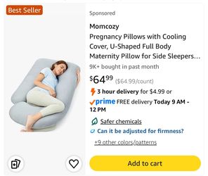 Momcozy Pregnancy Pillows with Cooling Cover, U-Shaped Full Body Maternity Pillow for Side Sleepers
