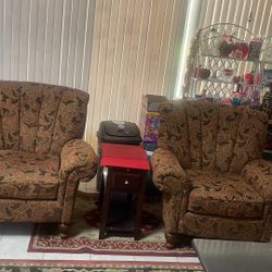 2 Oversized Chairs And Small End Table.  