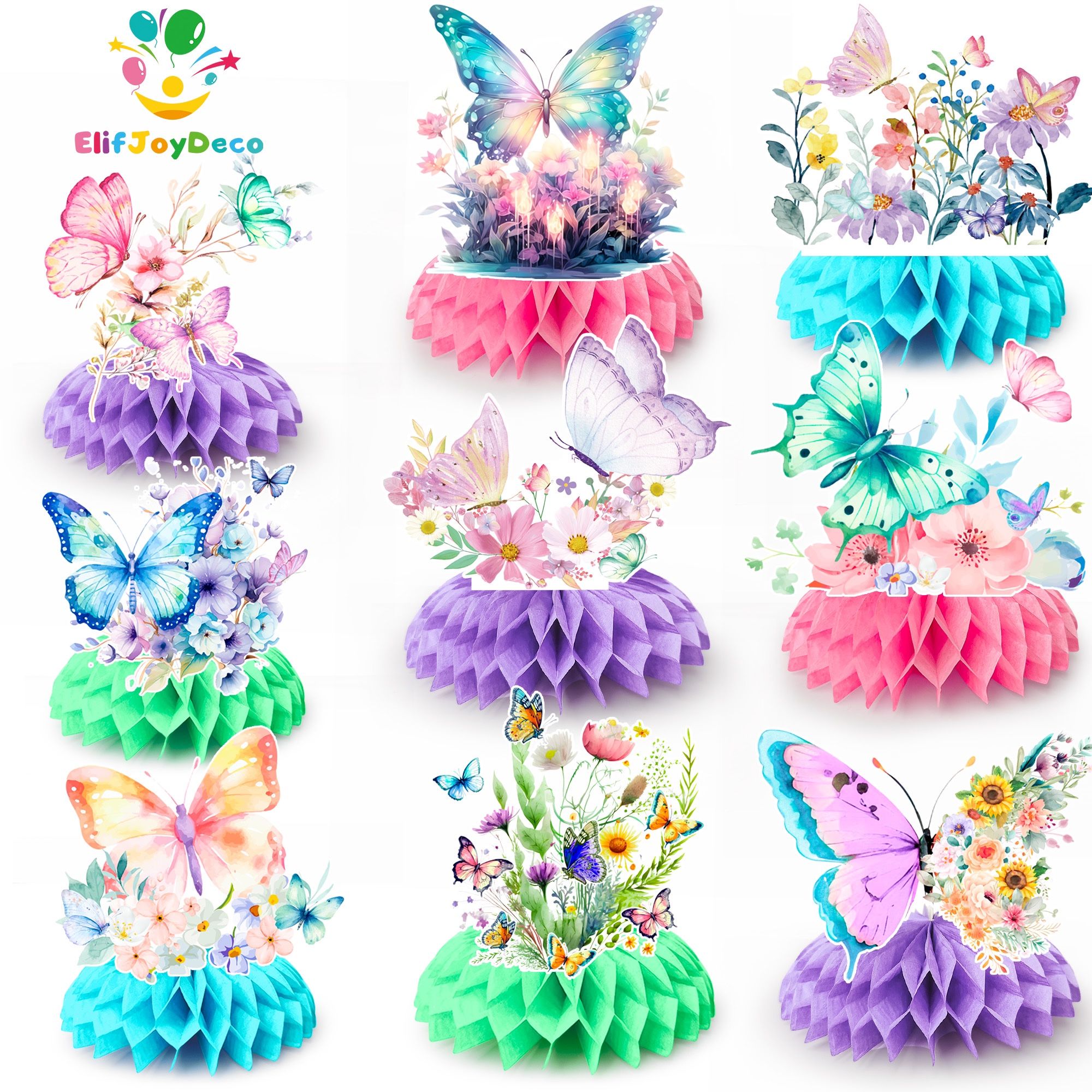 9pcs Butterfly Honeycomb Centerpieces (New, Unopened)