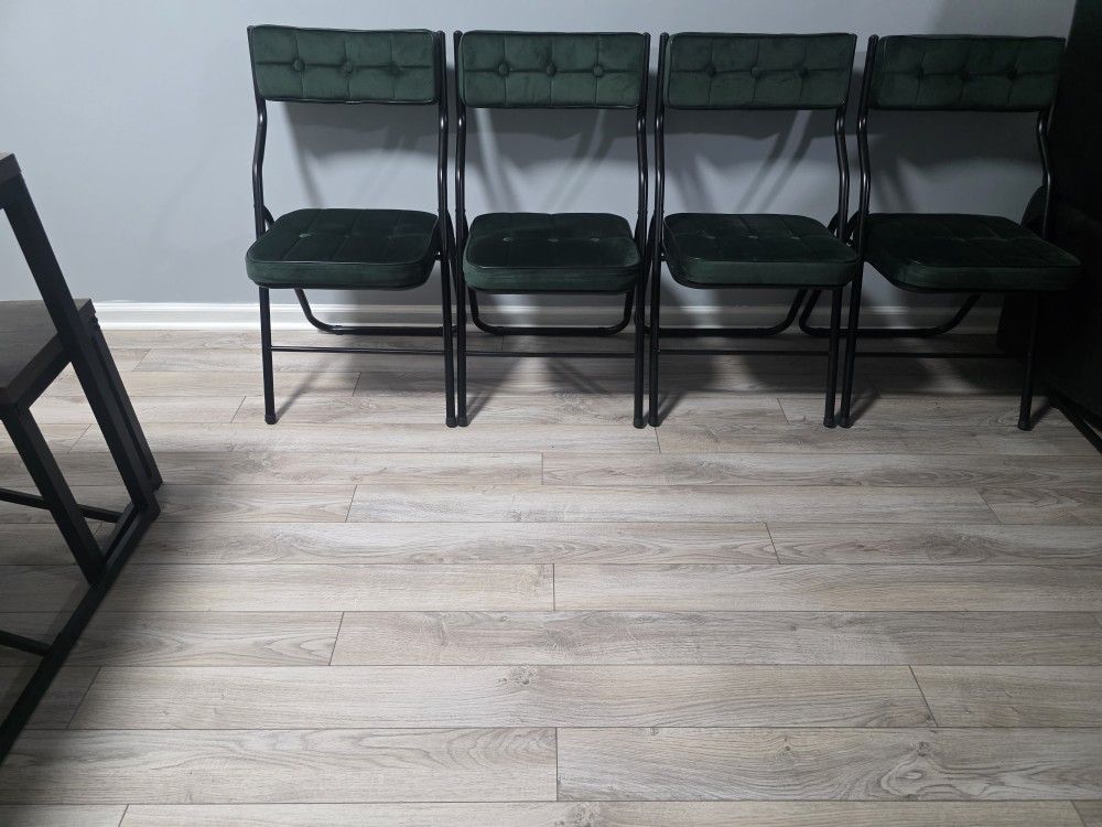 Velvet Folding Chairs In Emerald Green Velvet ×4