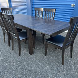 Dining Table Dining Set With 6 Chairs And 2 Leaves ! Wood Dining Table And Chairs ! Free Delivery