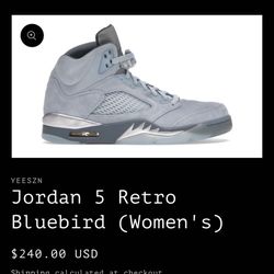 Nike Air Jordan 5 Bluebird Size 8 Women / 6.5 Men Brand New